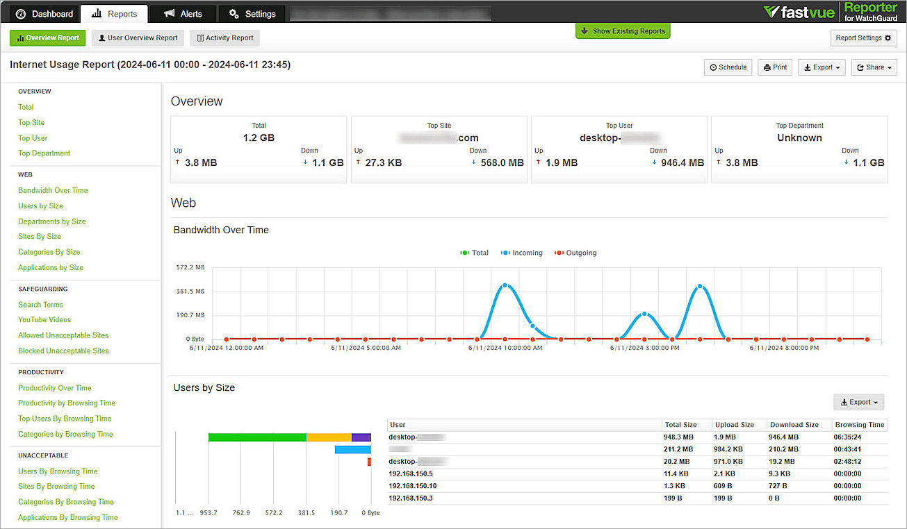 Screenshot of Fastvue Reporter, report